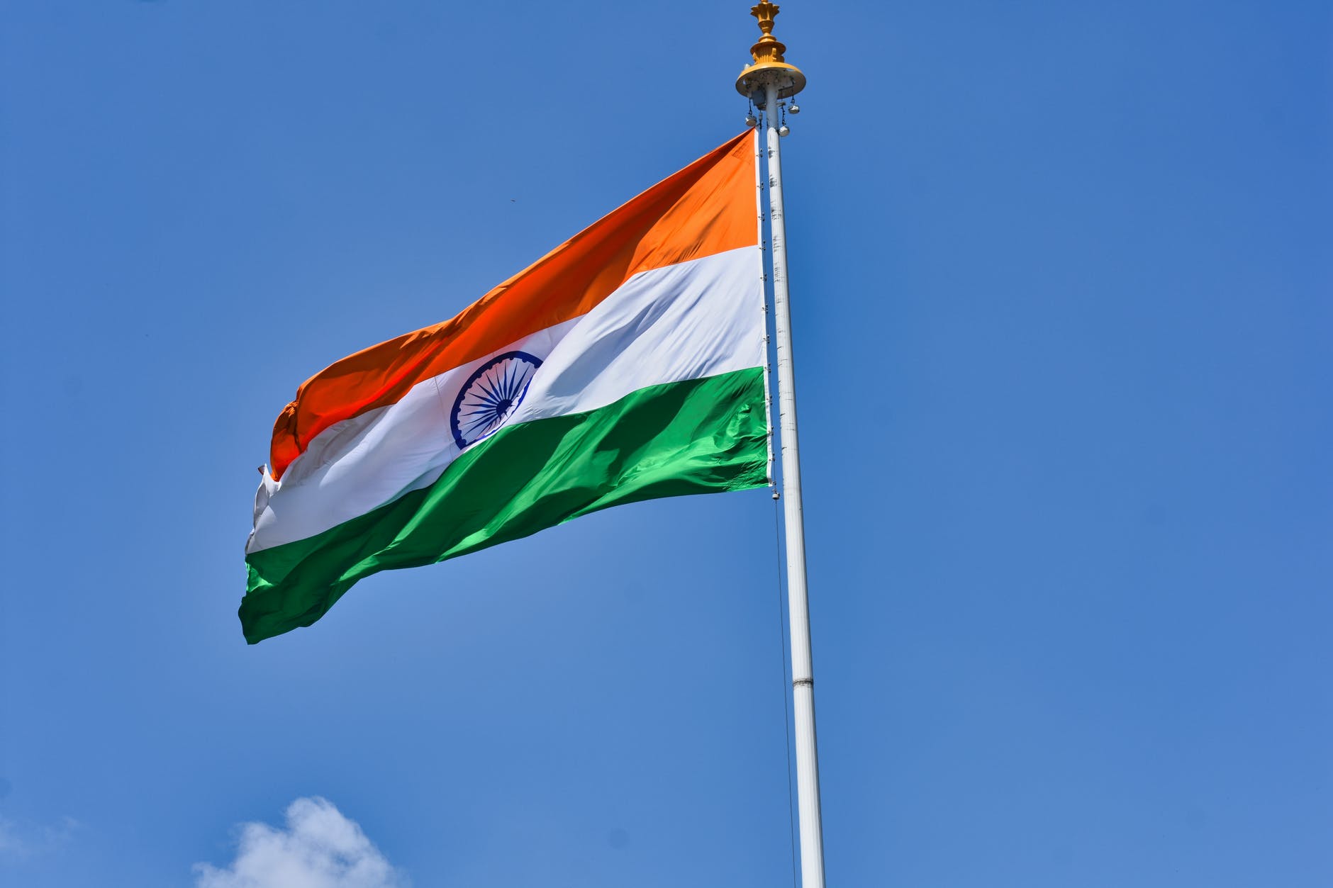 indian flag against blue sky