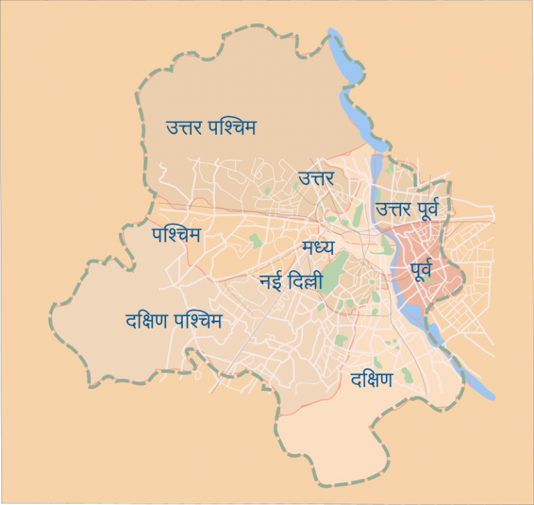 delhi distgrict list map